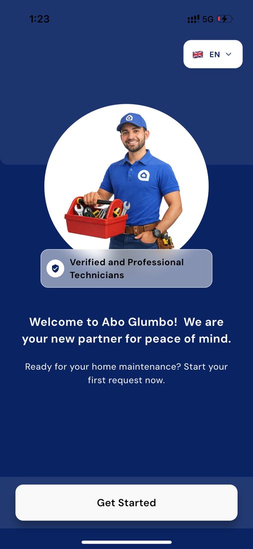 Abo Glumbo app welcome screen